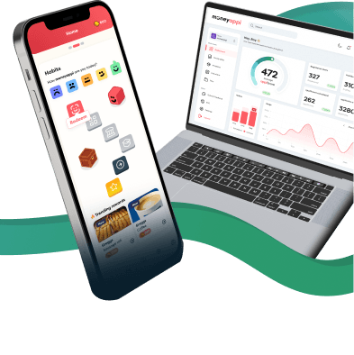 Phone and laptop showing MoneyAppi interfaces side-by-side